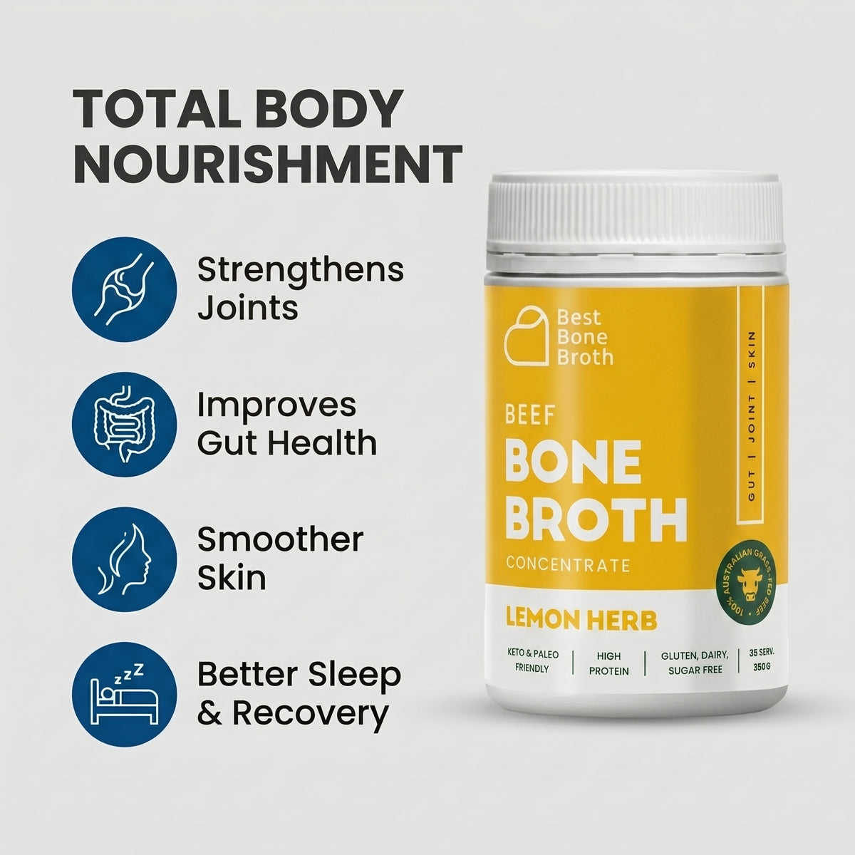 Lemon & Herb Beef Bone Broth Concentrate - 350g (35 Servings)