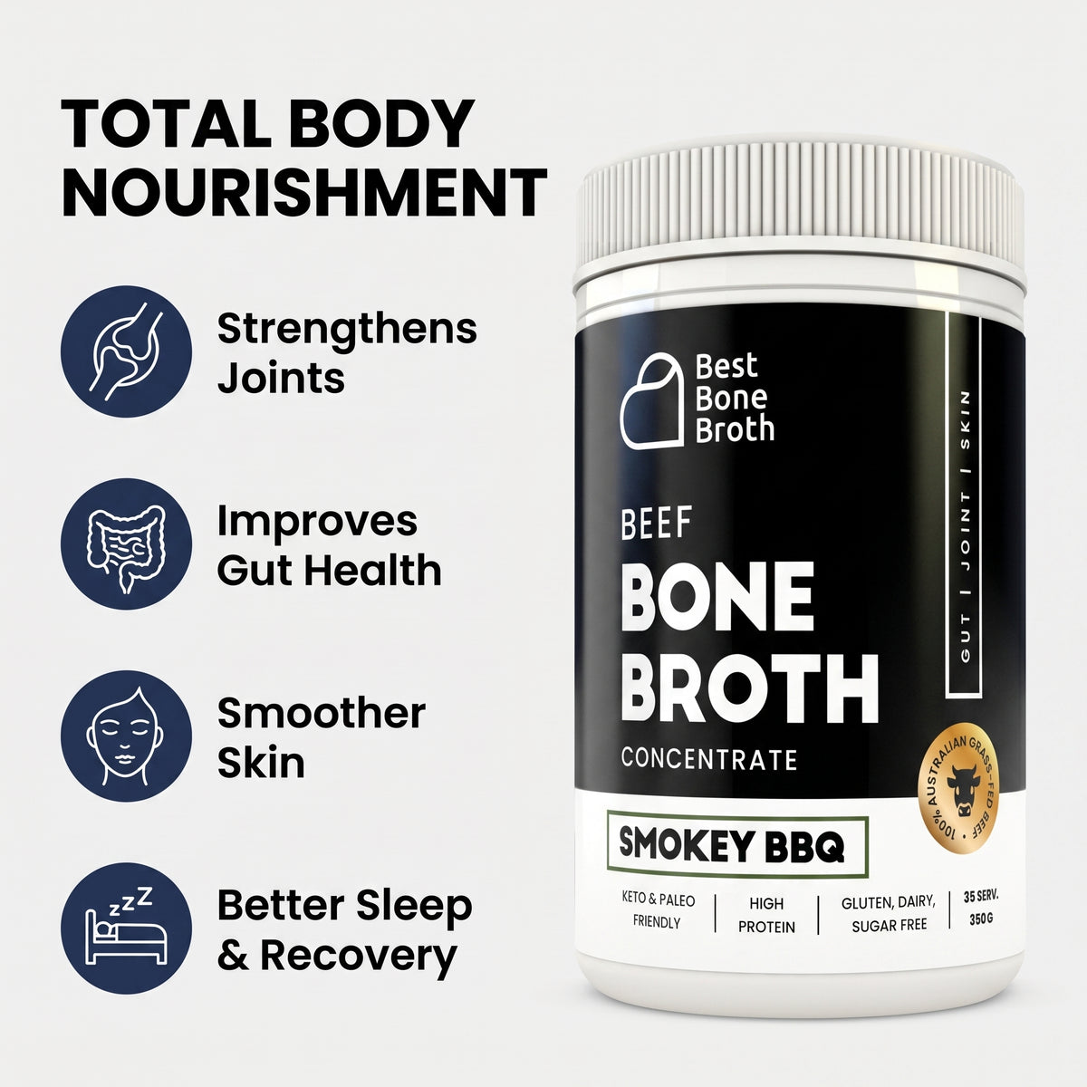Smokey BBQ Beef Bone Broth Concentrate - 350g (35 Servings)