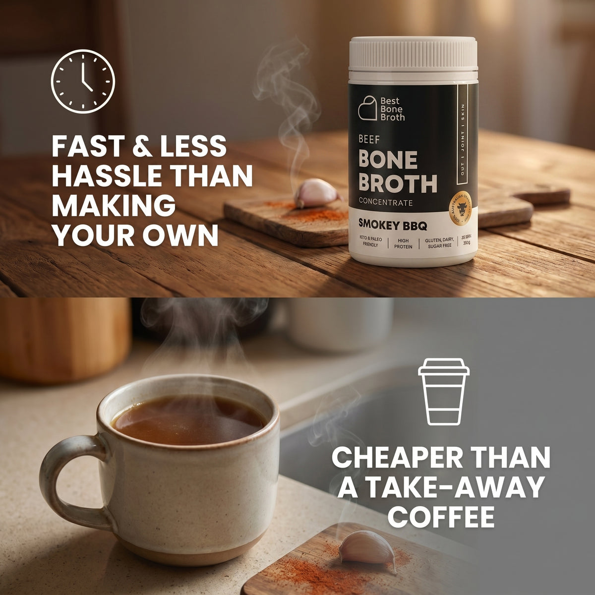 Smokey BBQ Beef Bone Broth Concentrate - 350g (35 Servings)