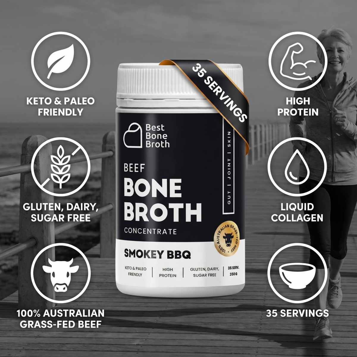 Smokey BBQ Beef Bone Broth Concentrate - 350g (35 Servings)