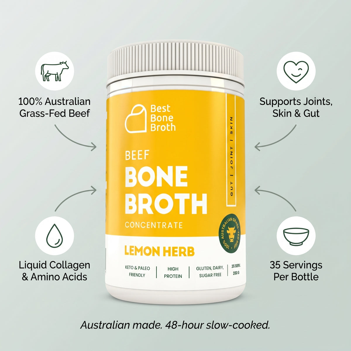 Lemon & Herb Beef Bone Broth Concentrate - 350g (35 Servings)