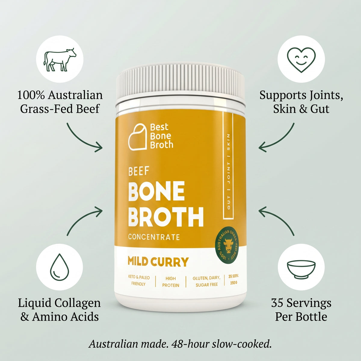 Mild Curry Beef Bone Broth Concentrate - 350g (35 Servings)
