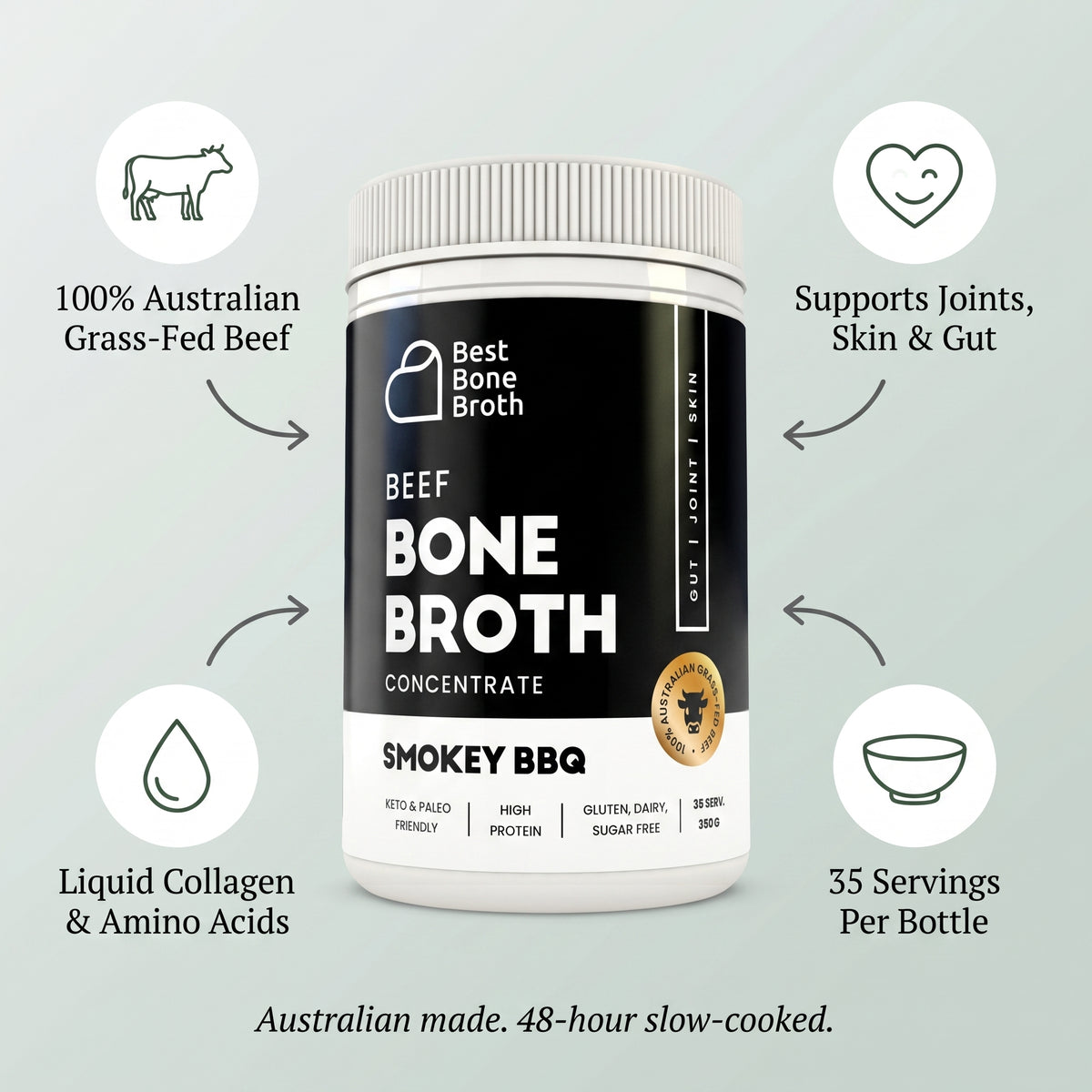 Smokey BBQ Beef Bone Broth Concentrate - 350g (35 Servings)