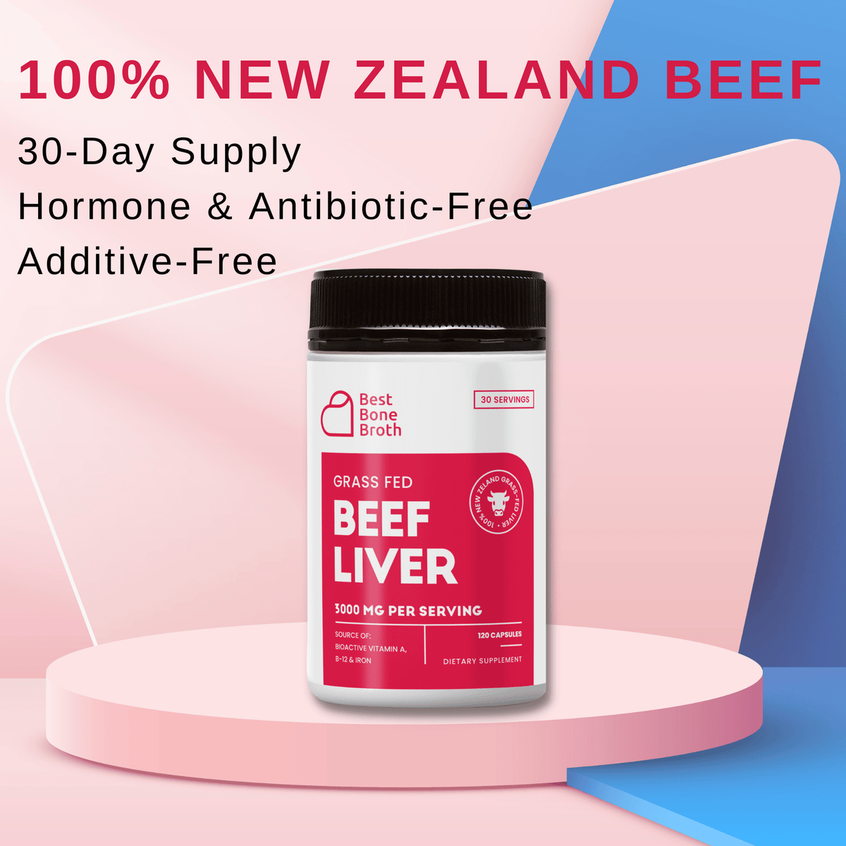 Best Bone Broth Supplement Beef Liver Capsules by Best Bone Broth (120 Capsules Per Bottle) - Freeze Dried Pure Grass-Fed Formula Beef Liver Supplements