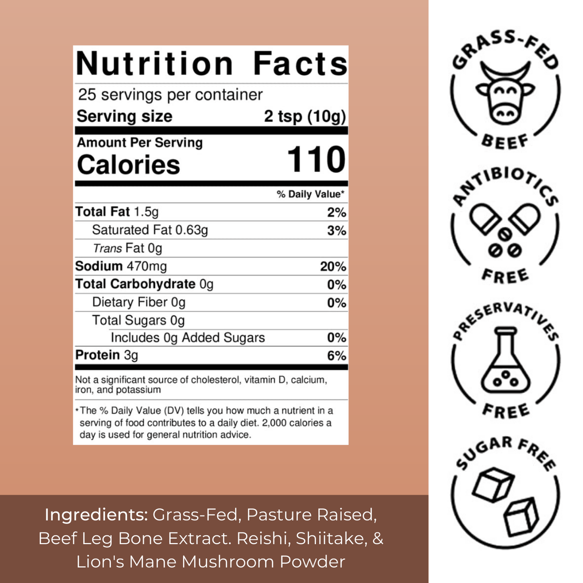 Best Bone Broth Soups & Broths Beef Bone Broth - Mushroom Flavour – 260g bottle (25 servings)