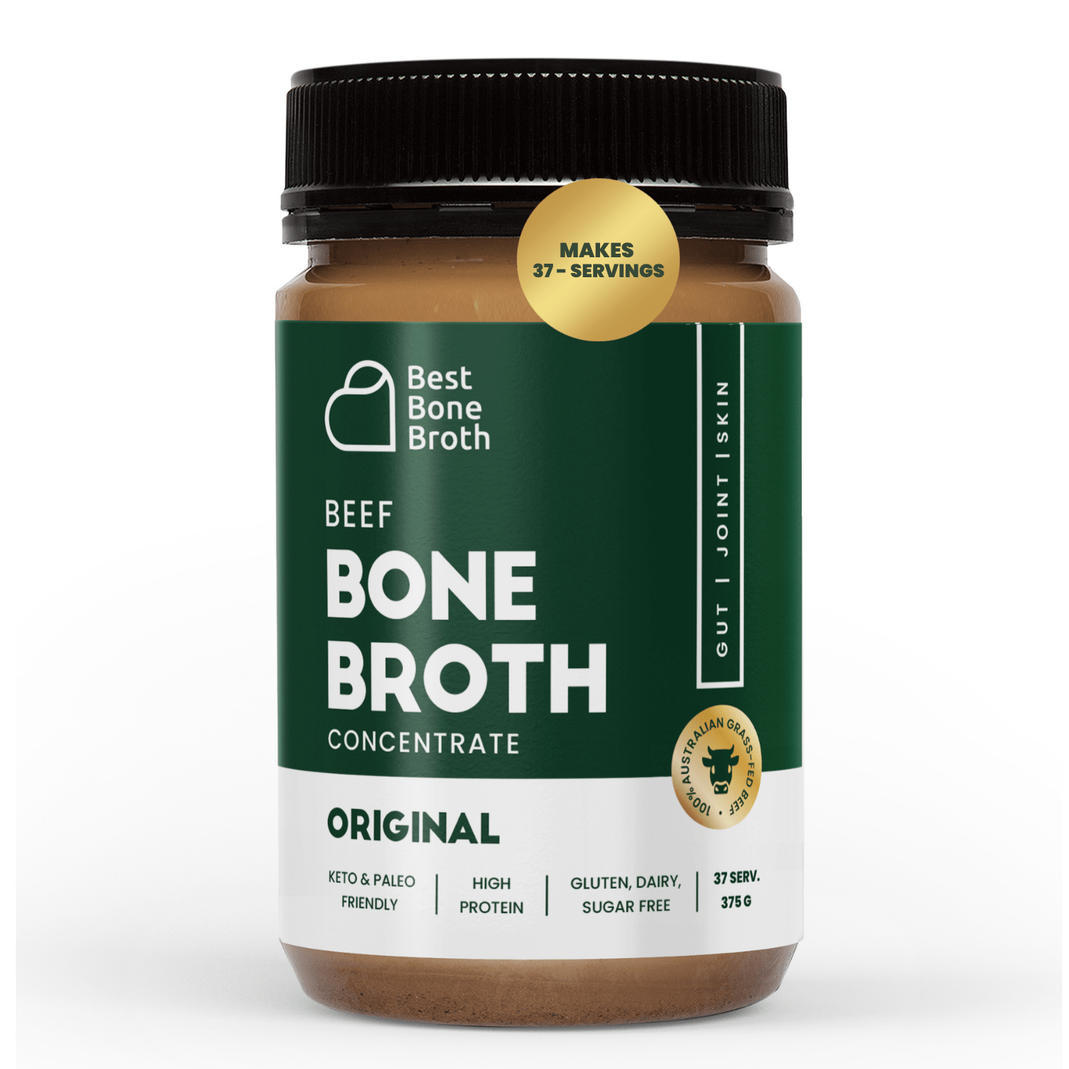 Best Bone Broth Soups & Broths Beef Bone Broth - Plain Beef Flavour – 375g bottle (37 servings)