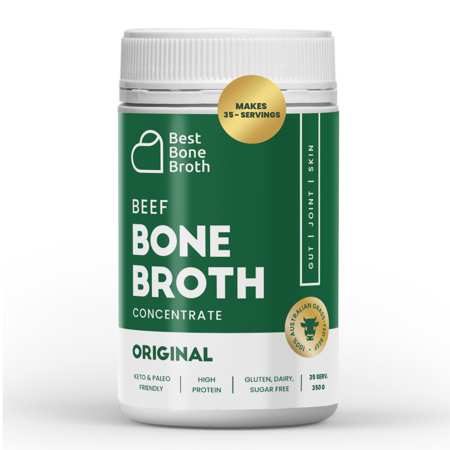Best Bone Broth Soups & Broths Beef Bone Broth - Plain Beef Flavour – 350g bottle (35 servings)