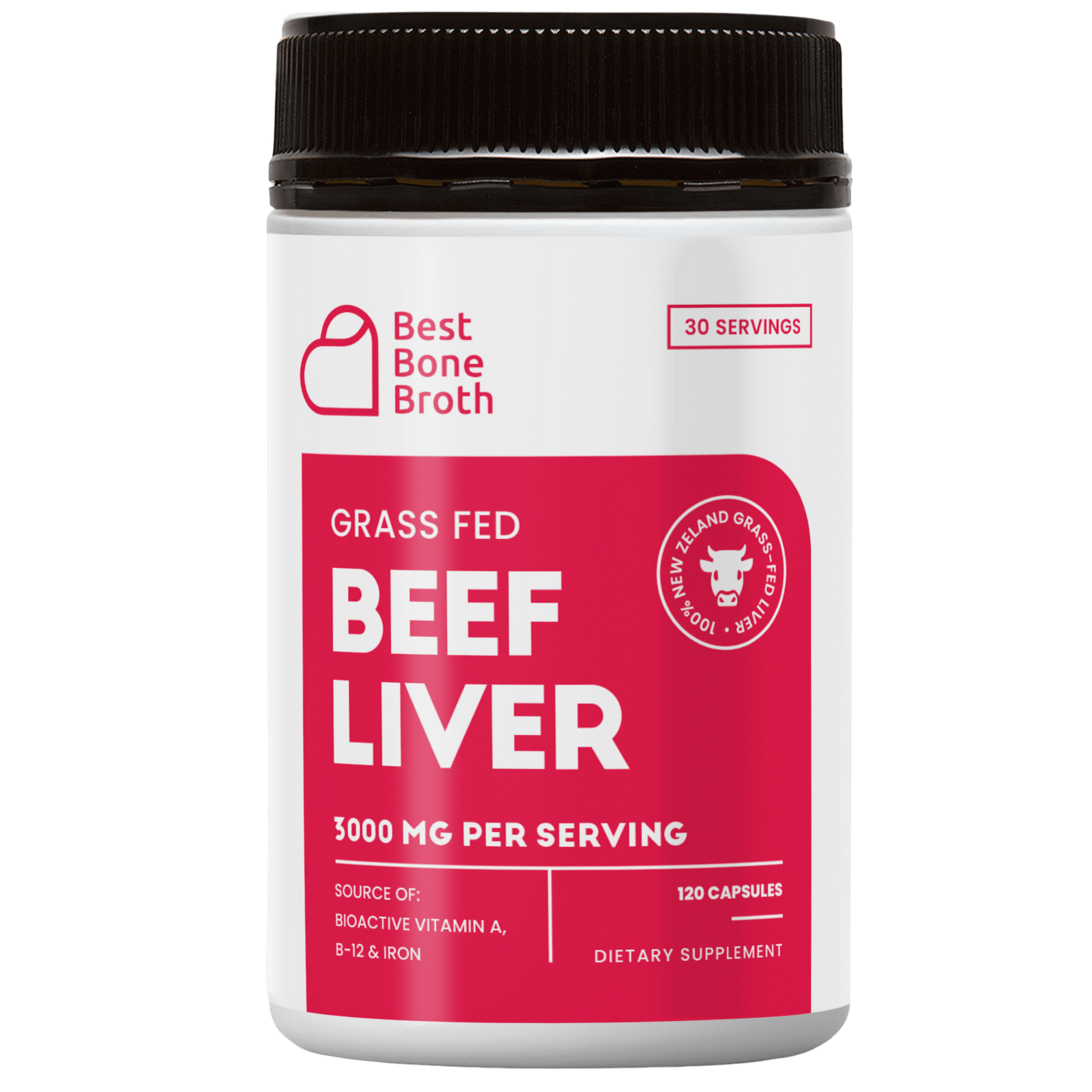 Best Bone Broth Supplement Beef Liver Capsules by Best Bone Broth (120 Capsules Per Bottle) - Freeze Dried Pure Grass-Fed Formula Beef Liver Supplements